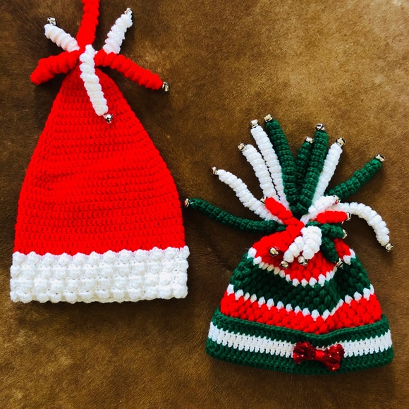 Hand Crafted Accessories - Handmade Holiday Santa Crocheted Hats